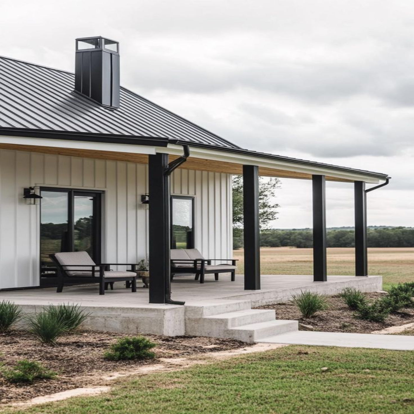 Modern black longrun steel roofing with sleek design and weather-resistant durability, installed by RJS Roofing.